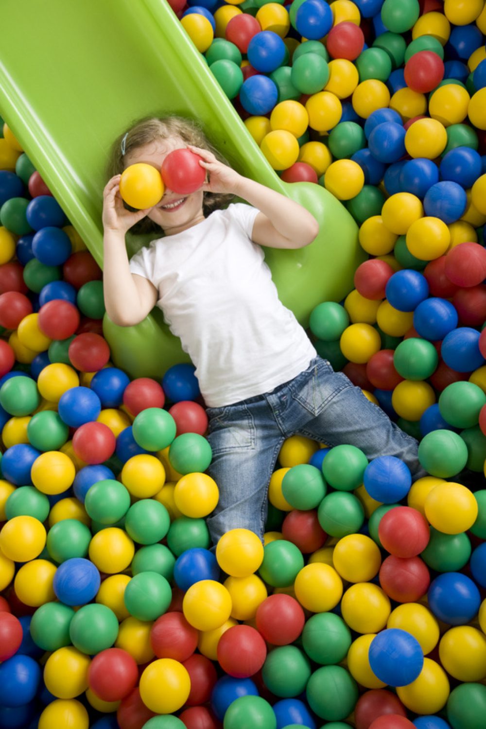 Playing in colorful balls